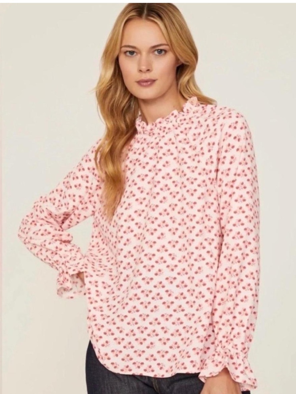 Hill House The Millie Top In Pink Spaced Floral Poly Crepe Size XXL NWT